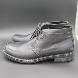 Born Men's Black Leather Chukka Boots with Contrast Stitching Sz 10